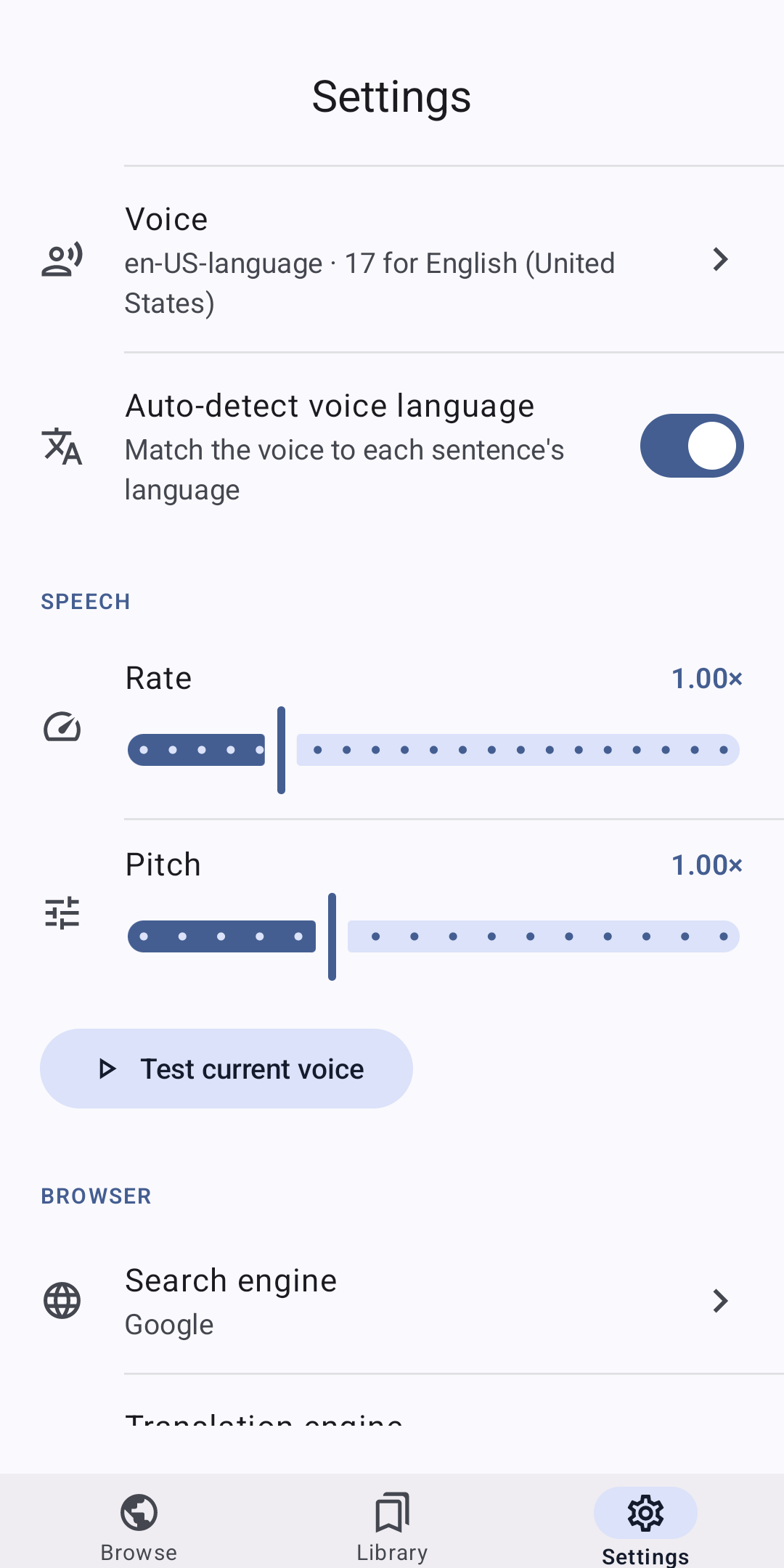 Voice and playback settings